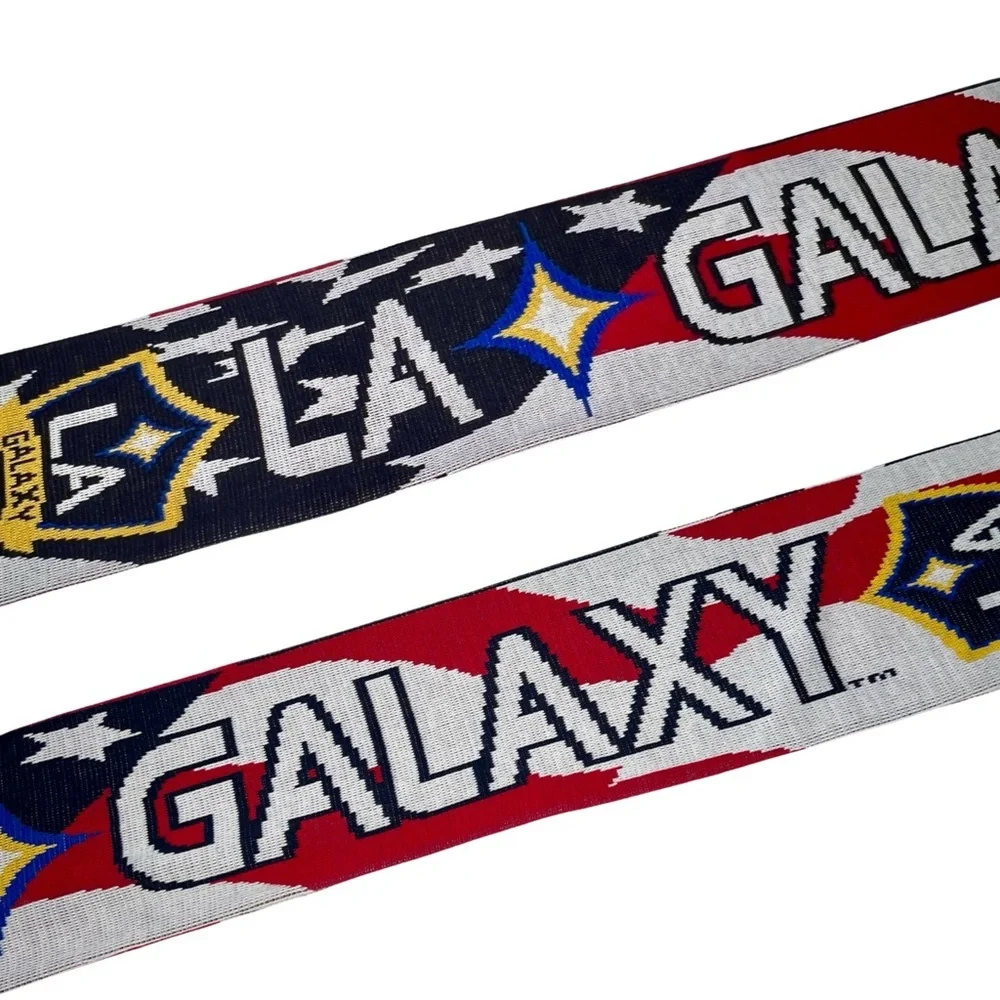 LA Galaxy Crest Scarf Fringe Los Angeles Soccer Team Football Club Red Blue